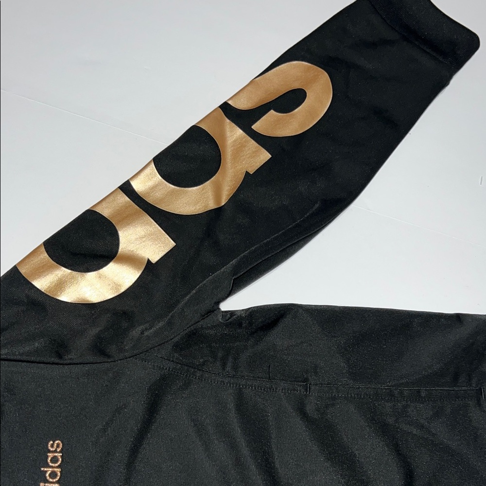 Adidas Black Jacket with Gold Accents Kids size 10/12 - Picture 5 of 9